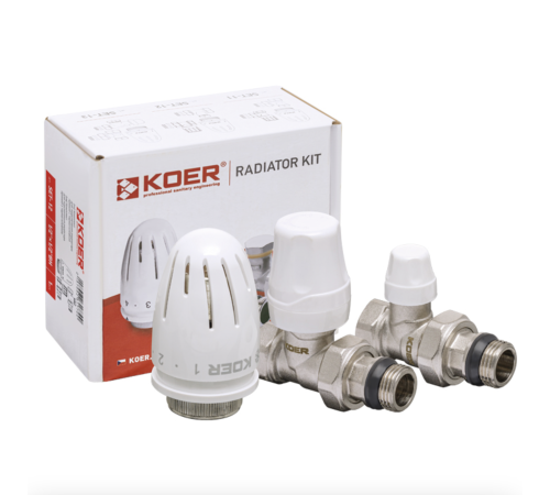 Комплект KOER SET-12 - 1/2"x1/2" для підключення радіатора (прямий) з термоголовкою ВН