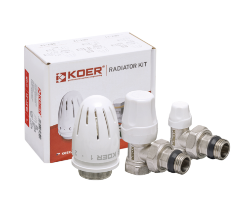 Комплект KOER SET-11 - 1/2"x1/2" для підключення радіатора (кутовий) з термоголовкою ВН
