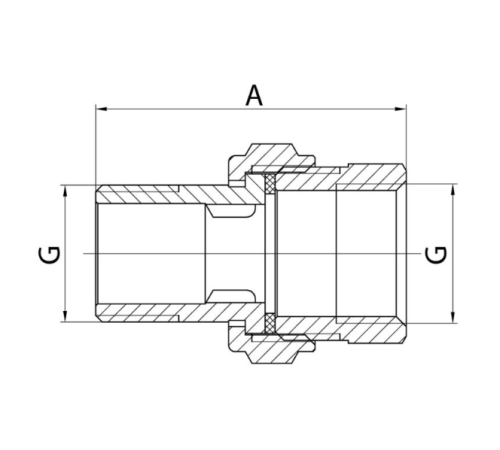Американка KOER KR.343 прямая - 1/2" (плоская прокладка)