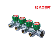 Колектор вентильний KOER KR.1121-4 3/4”x4 WAYS з фітингом