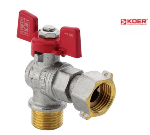 Кран шаровой угловой KOER KR.221 - 3/4" ГШБ с накидной гайкой
