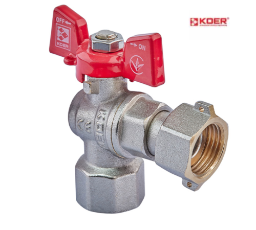 Кран шаровой угловой KOER KR.223 - 3/4" ГГБ с накидной гайкой