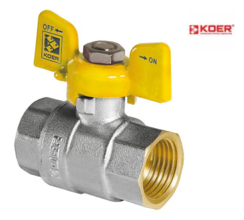 Кран шаровой KOER YELLOW KR.217.G - 1" ГГБ ГАЗ