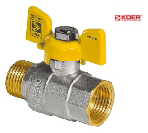 Кран шаровой KOER YELLOW KR.218.G - 3/4" ГШБ ГАЗ