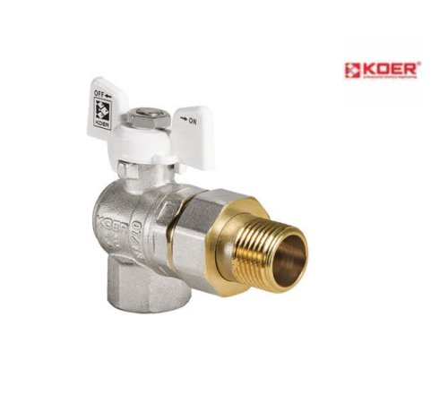 Кран с американкой угловой KOER WHITE KR.228.W - 1/2"