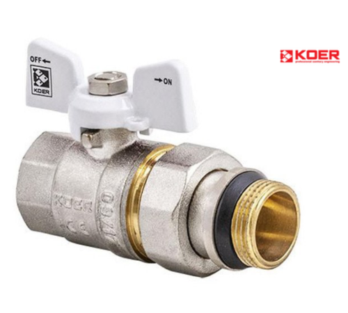 Кран с американкой прямой KOER WHITE KR.227.W-Gi - 1/2" (антипротечка)
