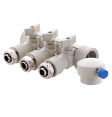 Колектор PPR KOER D40*20 на 3 виходи K0191.PRO з фітингом