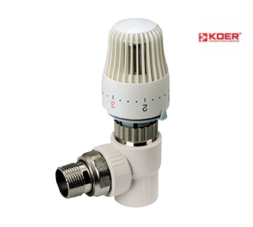 Кран PPR KOER термостатичний з термоголовою кутовий D20*1/2 K0153.PRO (KP0195)