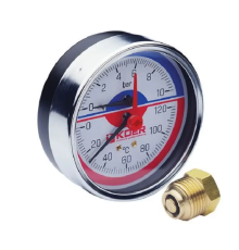 Термо-Манометр аксіальний KOER KM.812A D=80 мм (0-10 bar) 1/2''