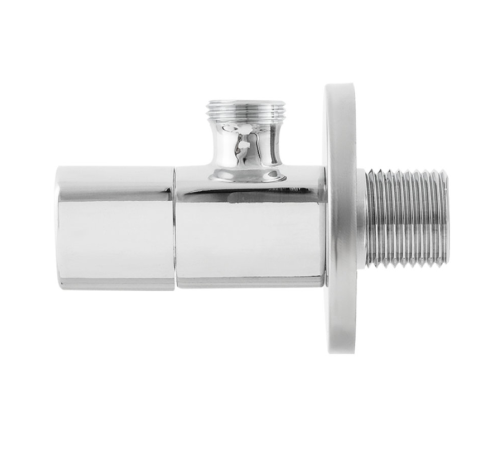 Кран приборный угловой Raftec Relo Silver 1/2"*1/2" VKE80101 ( с керамическим запорным элементом )