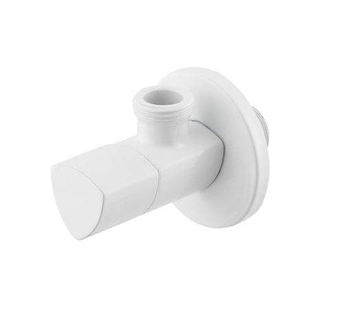 Кран приборный угловой Raftec Relo White 1/2"*1/2" VKW80101 ( с керамическим запорным элементом )