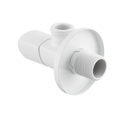 Кран приборный угловой Raftec Relo White 1/2"*1/2" VKW80101 ( с керамическим запорным элементом )