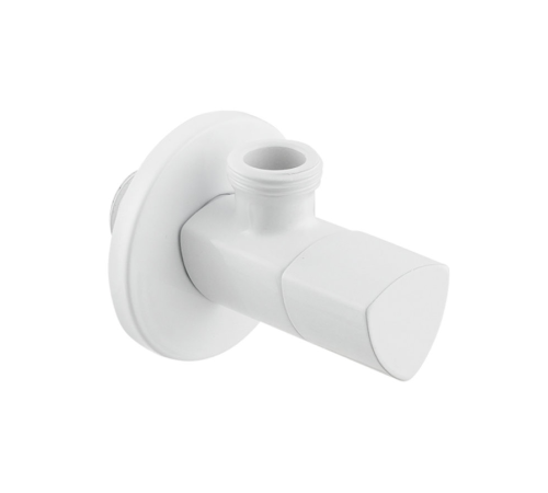 Кран приборный угловой Raftec Relo White 1/2"*1/2" VKW80101 ( с керамическим запорным элементом )