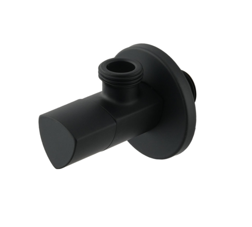 Кран приборный угловой Raftec Relo Black 1/2"*1/2" VKB80101 ( с керамическим запорным элементом )