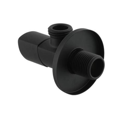 Кран приборный угловой Raftec Relo Black 1/2"*1/2" VKB80101 ( с керамическим запорным элементом )