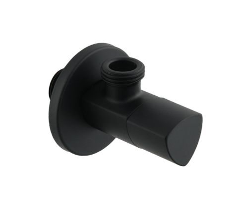 Кран приборный угловой Raftec Relo Black 1/2"*1/2" VKB80101 ( с керамическим запорным элементом )
