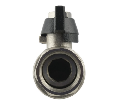 Кран шаровый с накидной гайкой Raftec BLACK 1/2" для воды прямой (PRB-1)