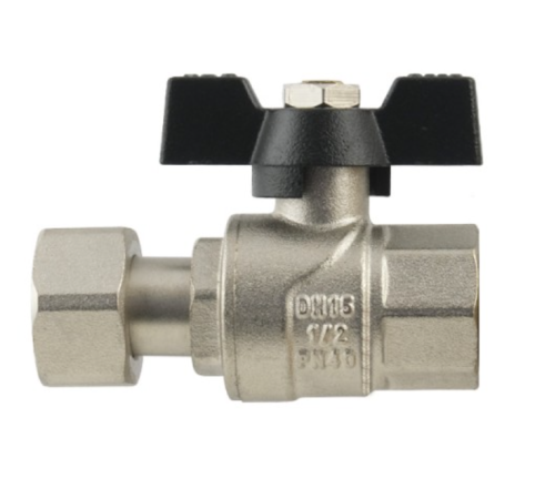 Кран шаровый с накидной гайкой Raftec BLACK 1/2" для воды прямой (PRB-1)