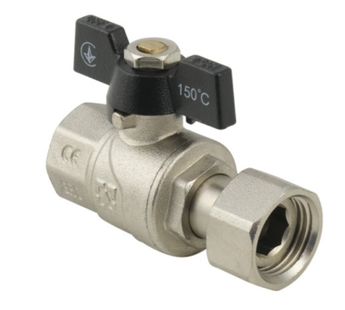 Кран шаровый с накидной гайкой Raftec BLACK 1/2" для воды прямой (PRB-1)