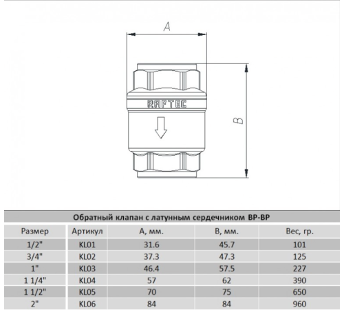 Зворотний клапан Raftec 3/4" (KL02)
