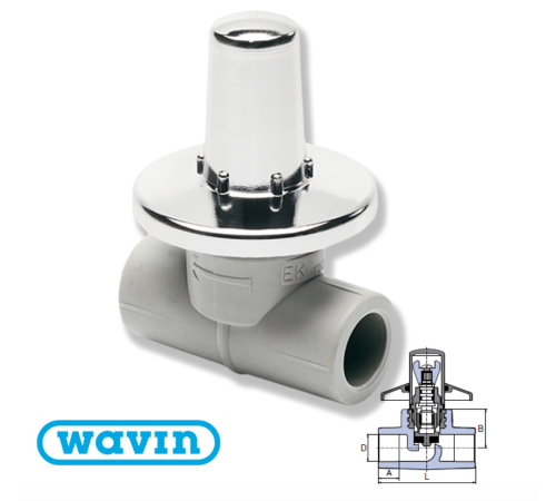 Wavin Ekoplastik Вентиль проходной под штукатурку D25 (SVEPLК025X)