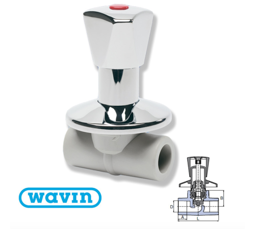 Wavin Ekoplastik Вентиль проходной под штукатурку LUX D20 (SVEPLR020X)