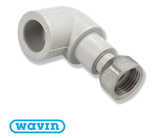 Кут Wavin Ekoplastik з накидною гайкою D20*1/2 (SKOM02020X)