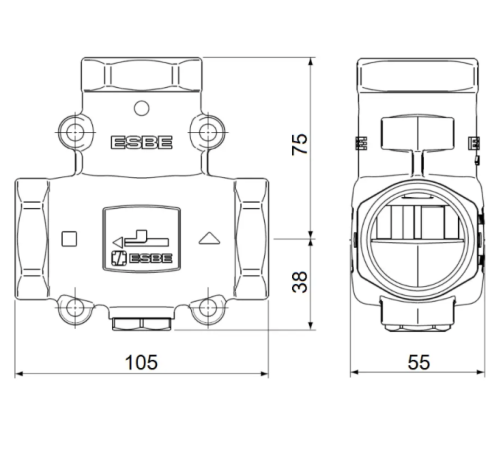 Трёхходовой смесительный клапан ESBE VTС512 DN32 1.1/2" РН 50 С° (51022000)