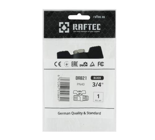 Кран шаровый Raftec BLACK PN20 ВН 3/4" (DRB21)