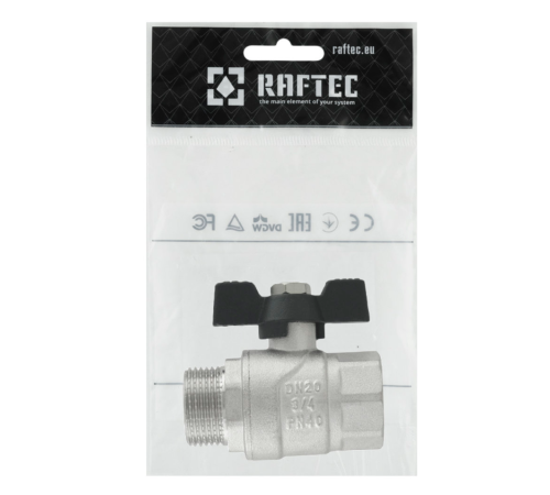 Кран шаровый Raftec BLACK PN20 ВН 3/4" (DRB21)