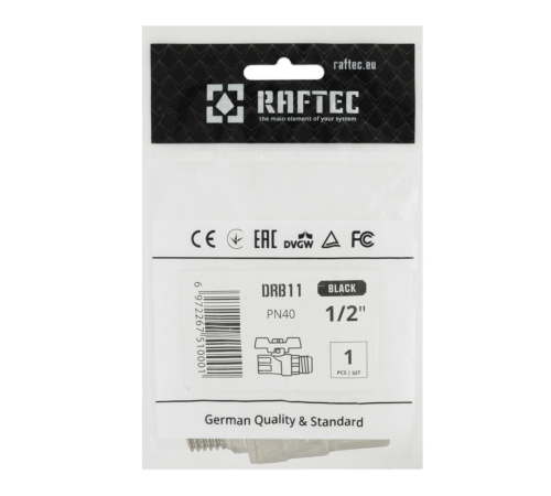 Кран шаровый Raftec BLACK PN40 ВН 1/2" (DRB11)