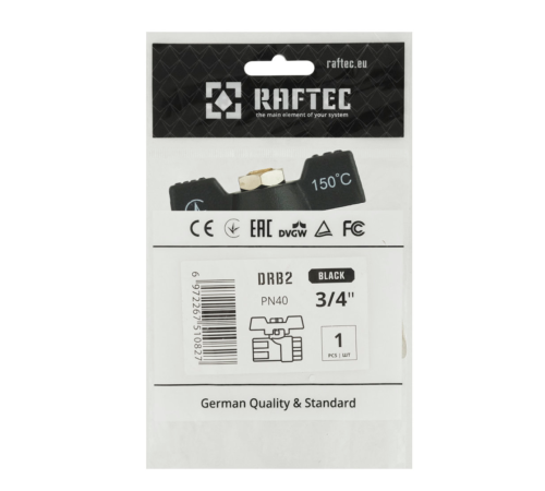Кран шаровый Raftec BLACK PN40 ВВ 3/4" (DRB2)